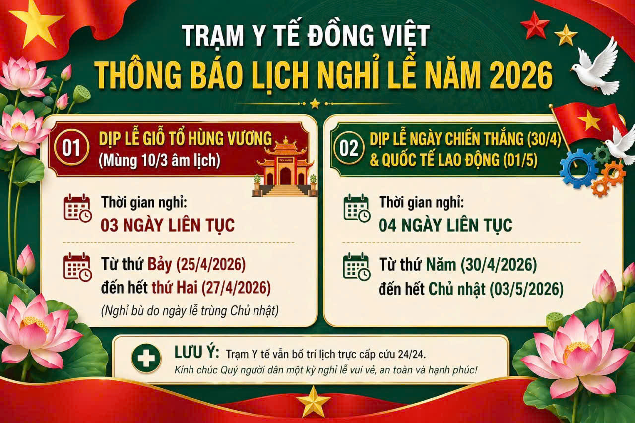 Thông báo lịch nghỉ Lễ năm 2026